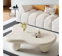 TYHAYJYK Cloud Free Shape Wooden Minimalist Irregular Coffee Table with 3 Legs Center Coffee Table Cute Round Corner End Table Funky Irregular Side Table for Living Room,A,39.37in