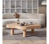 TYHAYJYK Cloud Shape Irregular Wood Coffee Table, Indoor Round Corner Thicken End Table for Bedroom Living Room Furniture, Easy Assembly and Clean,Natural-90x60x40cm