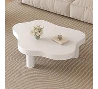 TYHAYJYK Cloud Shape Irregular Wood Coffee Table, Indoor Round Corner Thicken End Table for Bedroom Living Room Furniture, Easy Assembly and Clean,White-90x60x40cm