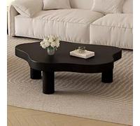 TYHAYJYK Cloud Shape Irregular Wood Coffee Table, Indoor Round Corner Thicken End Table for Bedroom Living Room Furniture, Easy Assembly and Clean,Black-90x60x40cm