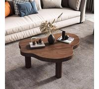 TYHAYJYK Cloud Shape Irregular Wood Coffee Table, Indoor Round Corner Thicken End Table for Bedroom Living Room Furniture, Easy Assembly and Clean,Walnut-90x60x40cm