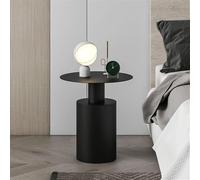 TYHAYJYK Iron Minimalist Round Side Table Light Luxury Smooth Edge Design Coffee Table for Living Room Room Small Spaces Solid Construction(Black)