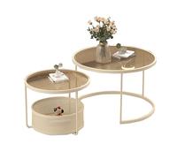TYHAYJYK Living Room Table Sets Coffee Table Set of 2 End Tables Nesting Tables Pedestal Tables Sofa & Console Tables Accent Tea Table Small Glass Tea Table for Bedroom Studio Apartment Ess