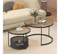 TYHAYJYK Living Room Table Sets Coffee Table Set of 2 End Tables Nesting Tables Pedestal Tables Sofa & Console Tables Accent Tea Table Small Glass Tea Table for Bedroom Studio Apartment Ess