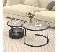 TYHAYJYK Living Room Table Sets Coffee Table Set of 2 End Tables Nesting Tables Pedestal Tables Sofa & Console Tables Accent Tea Table Small Glass Tea Table for Bedroom Studio Apartment Ess