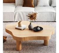 TYHAYJYK Modern Coffee Table Living Room, Coffee Table Solid Wood Coffee Table Cloud Irregular Indoor Tea Table with 3 Legs Small Center Table Irregular Indoor Coffee Table,Natural-90x60x40