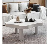 TYHAYJYK Modern Coffee Table Living Room, Coffee Table Solid Wood Coffee Table Cloud Irregular Indoor Tea Table with 3 Legs Small Center Table Irregular Indoor Coffee Table,White-90x60x40cm