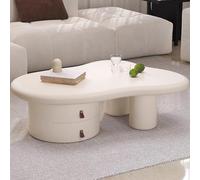 TYHAYJYK Modern Coffee Table with Storage, Cloud Coffee Table, Irregular White Coffee Table for Living Room, Cartoon Tea Table, Unique Cute Aesthetic Funky Center Table,Beige,39.4x27x15.7i