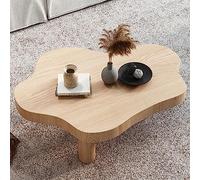 TYHAYJYK Modern Solid Wood Cloud Coffee Table - Irregular Design Cute Round Corners 3 Legs Perfect for Living Room & Bedroom Decor Natural Finish 39"x28"x16"