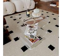 TYHAYJYK S Shaped Acrylic Side Table, Sleek Nightstand, Acrylic Coffee Table, Clear Bedside Table, Magazine Bookshelf, End Table for Living Room, Bedroom, Study, Patio(Clear)