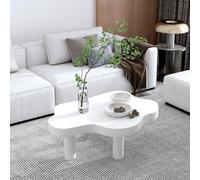TYHAYJYK Solid Wood Coffee Table, Cloud Shaped Coffee Table, Irregular Indoor Side Table, Cute Tea Table, with 3 Legs, Easy Assembly, for Living Room Bedroom Home,White-90x60x40cm