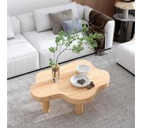 TYHAYJYK Solid Wood Coffee Table, Cloud Shaped Coffee Table, Irregular Indoor Side Table, Cute Tea Table, with 3 Legs, Easy Assembly, for Living Room Bedroom Home,Natural-90x60x40cm