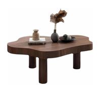 TYHAYJYK Solid Wood Coffee Table, Cloud Shaped Coffee Table, Irregular Indoor Side Table, Cute Tea Table, with 3 Legs, Easy Assembly, for Living Room Bedroom Home,Walnut-90x60x40cm