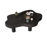 TYHAYJYK Solid Wood Coffee Table, Cloud Shaped Coffee Table, Irregular Solid Wood Coffee Table with 3 Legs, Modern Round Thickened Side Table for Living Room,Black-90x60x40cm