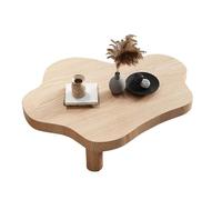 TYHAYJYK Solid Wood Coffee Table, Cloud Shaped Coffee Table, Irregular Solid Wood Coffee Table with 3 Legs, Modern Round Thickened Side Table for Living Room,Natural-90x60x40cm