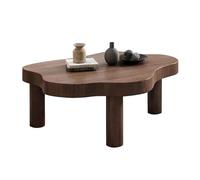 TYHAYJYK Solid Wood Coffee Table, Cloud Shaped Coffee Table, Irregular Solid Wood Coffee Table with 3 Legs, Modern Round Thickened Side Table for Living Room,Walnut-90x60x40cm