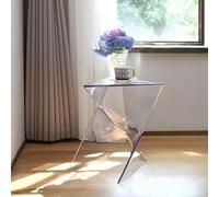 TYHAYJYK Stackable Triangular Side Table Acrylic Nightstand Coffee Table Geometry End Table for Indoor & Outdoor Use Space Saver(Clear)