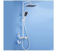 TYHAYJYK Thermostatic Shower System, Wall Mount Temperature Display Sshower Faucet Set, Exposed Shower Fixtures, with Handheld Shower Head, Tub Spout and Bidet Sprayer, Shower Sets (White 2
