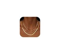 TYHBRV 3Pcs Gold Necklaces for Women Layered 14K Gold Plated Necklace Set Adjustable Choker Chain Stainless Steel Necklace Chain Silver Necklaces for Women(Style Wave Chain-Gold)