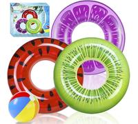 TYHBRV 6 Pack Pool Floats Kids, Pool Swim Tubes Rings(4 Pack) - 4Pcs Inflatable Big Floaties Beach Swimming Toys with 2Pcs Beach Balls for Adults Raft Floaties Toddlers(Grape Purple)