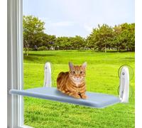 TYHBRV Cordless Cat Window Perch, Cat Hammock for Wall with 4 Suction Cups, Anchor&Screw for Two Ways of Installation, Solid Metal Frame and Reversible Cover, Foldable Cat Beds for Indoor (XL)