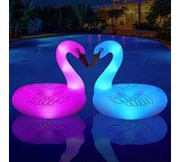 TYHBRV Inflatable Swan Pool Floats with Colorful Lights, Solar LED Color Changing Swan Swim Float Rings, 42 Inch Large Pool Beach Floaties Lake Beach Floaty Summer Pool Raft Lounge for Adults(2)