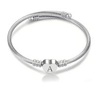 TYHBRV Initial Bangles For Women Open Bangle Adjustable Jewellery 26 Initial Letter Alphabet A-Z Cuff Bracelet For Daughter Friends Mum Aunt (Letter A)(Letter A)