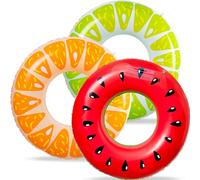 TYHBRV Our 7-Pack Luau Pool Floats: Inflatable Floaties Rings and Beach Balls, Floating Tubes & Toys for Kids Adults, Swimming Beach Pool Party Decorations(3pcs fruit rings)