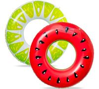 TYHBRV Our 7-Pack Luau Pool Floats: Inflatable Floaties Rings and Beach Balls, Floating Tubes & Toys for Kids Adults, Swimming Beach Pool Party Decorations(2pcs fruit rings)