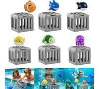 TYHBRV Underwater Dive Rescue Toys, 6PCS Pool Diving Toys with Storage Fish Box, Colorful Animal Pool Sinkies Swimming Training Game, Summer Pool Floating Play Set Fun Outdoor Swim Lake Beach Party