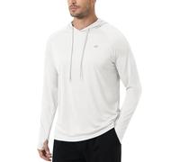 Tyhengta Mens Hoodie Sun Protection Tops Long Sleeve Summer T-Shirts Hooded UV Shirts Quick Dry Beach Swimming Shirt White,S