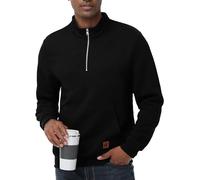 Tyhengta Mens Sweatshirt Long Sleeve Sweater 1/4 Zip Jumper Casual Waffle Pullover Sports Sweatshirt Half Zip Sweater Pocket Black, XXL