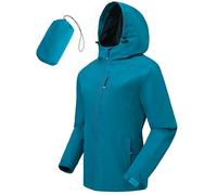 Tyhengta Womens Lightweight Rain Jackets Hooded Breathable Packable Running Raincoats Waterproof Hiking Walking Jacket with Hood Lake Blue,L