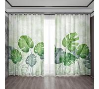 TYHKXAI 2 Panels Blackout Curtains Home Decor Green Leaves Window Curtain Drapes for Kitchen Living Room Bedroom Balcony Garden WxH/2x140x137cm