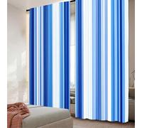 TYHKXAI 2Pcs Blue and White Stripe Curtain Retro Shades Of Stripe Abstract Vintage Design Curtains for Bedroom Bathroom Living Room WxH/2x175x250cm