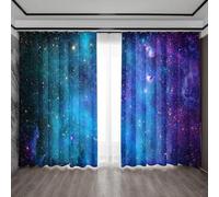 TYHKXAI 2PCS Home Decoration Curtains, Dark Blue Forest Night View, City Night View Pattern Decor Background Modern Printed Curtain WxH/2x200x210cm