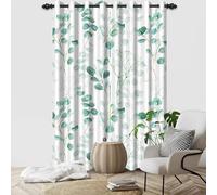 TYHKXAI 2pcs Nature Leaves Bedroom Blackout Curtains Watercolor Green Leaf Window Curtain Simple Minimalism Curtains Living Room WxH/2x150x200cm
