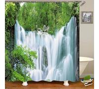 TYHKXAI 3D Natural Landscape Waterfall Forest Printed Bathroom Shower Curtains Polyester Waterproof Curtain with Hook Home Decor 79x80in-200x203cm/WxH