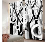 TYHKXAI Black and White Geometric Circle Print Blackout Curtains for Bedroom Bathroom Living Room Dining Room Study Room Office WxH/2x100x215cm