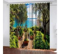 TYHKXAI Blackout Curtains Home Decorative Garden Sea Landscape Curtains Panels Kids Decor Curtain Boys Girls Bedroom Living Room WxH/2x225x265cm