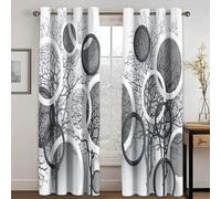 TYHKXAI Blackout Curtains Simple Ring Shape Modern 2 Pieces Shading Window Curtain for Living Room Bedroom Home Decor Drapes WxH/2x132x164cm