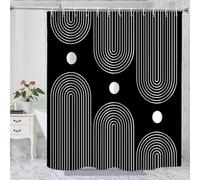 TYHKXAI Boho Mid Century Shower Curtain, Minimalist Abstract Arch Simple Sun Modern Shower Curtains for Bathroom Decor Bathtub(160x180cm/WxH/Black and White Boho)