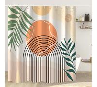 TYHKXAI Boho Mid Century Shower Curtain, Minimalist Abstract Arch Simple Sun Modern Shower Curtains for Bathroom Decor Bathtub(200x200cm/WxH/Orange)