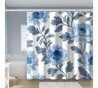 TYHKXAI Country Style Blue and White Flower Shower Curtain Waterproof Polyester Fabric Bathroom Curtains Washable Bath Curtain(120x190cm/WxH)