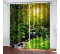TYHKXAI Deep Green Forest Children's Style 3D Fashion 2 Pieces Boys Kid Window Blackout Curtains Living Room Bedroom Decor WxH/2x75x164cm