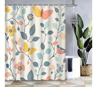TYHKXAI Eucalyptus Leaves Butterfly Shower Curtain Waterproof Polyester Fabric Bathroom Curtains Washable Bath Curtain with Hooks(120x190cm/WxH)
