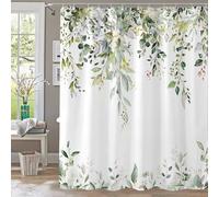 TYHKXAI Eucalyptus Plant Rustic Shower Curtain, Country Farm House Shower Curtains, Spring Botanical Leaves Bathroom Curtain with Hooks(150x170cm/WxH/Green3)