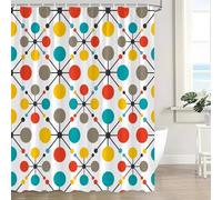 TYHKXAI Mid Century Modern Shower Curtain Atomic Retro Colors Graphic Teal Orange Geometric Colorful Polka Dots Stripe Vintage (100x200cm/WxH)