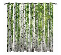 TYHKXAI Nature White Woodland Green Leaf Landscape 3D Print Patterned Grommet Darkening Blackout Window Drapes for Bedroom 2 Panels WxH/2x100x200cm Curtains for Bedroom Aesthetic