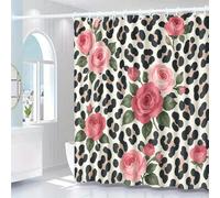 TYHKXAI Pink Rose Floral Print Shower Curtain Waterproof Polyester Fabric Bathroom Curtains Washable Bath Curtain with Hooks Decor(120x190cm/WxH)